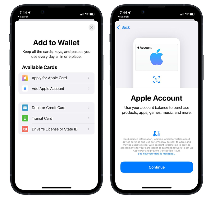 泰顺苹果手机维修分享iOS 15.5钱包App如何添加 Apple 账户 